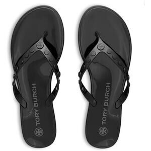 Tory Burch Studded Jelly Slip-On Flip-Flop Thong Sandals Black Women's Size 8